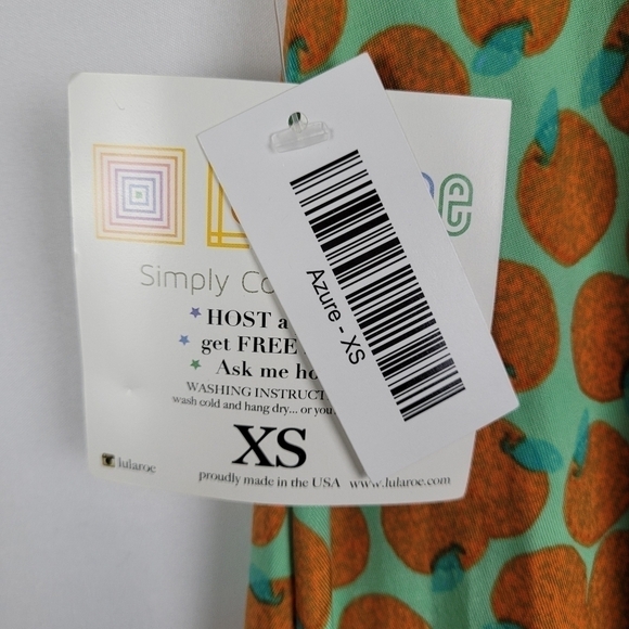NWT LuLaRoe Womens Azure A Line Skirt Stretch Green w/ Tangerines Size XSmall - Picture 5 of 7